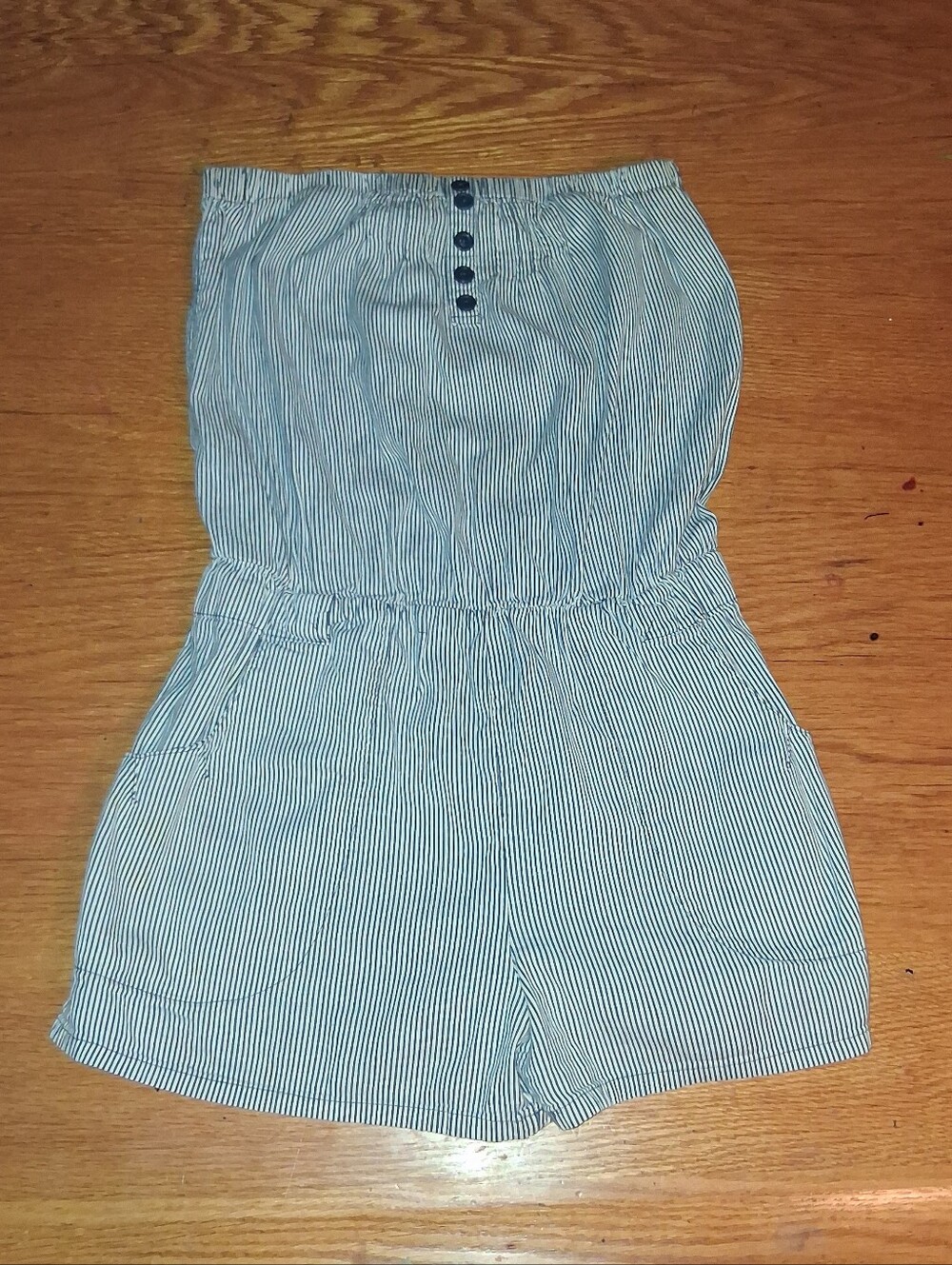 Mossimo Supply Co. Blue and White Striped High-Waist Romper